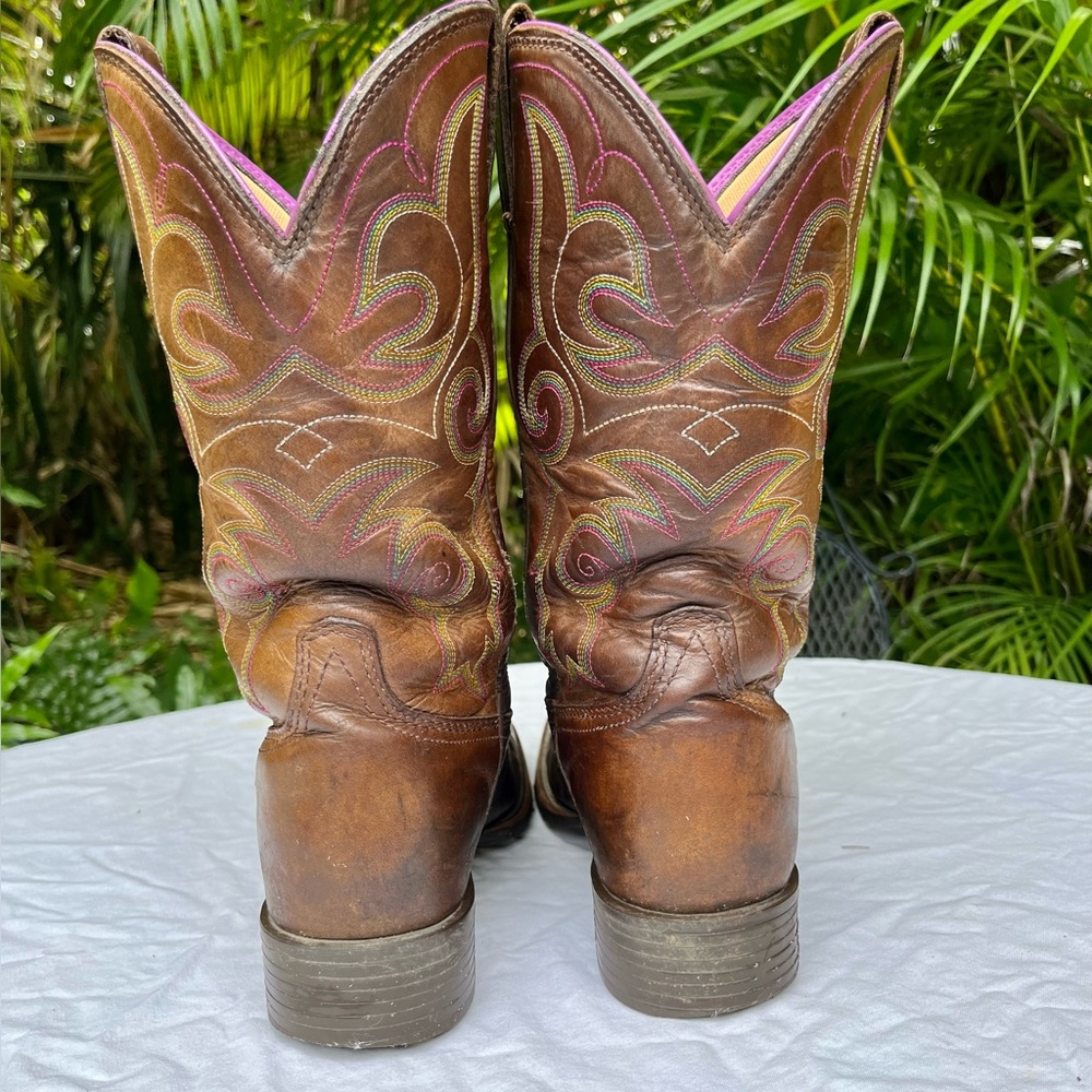 Ariat Hybrid Rancher Square Toe Cowboy Boots Women 10B Western Purple Embroidery - Picture 5 of 16